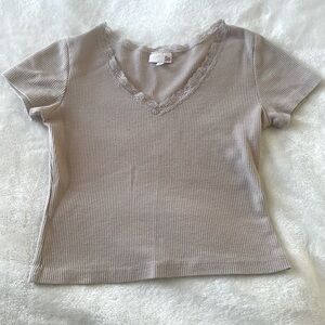 beige lacey t shirt